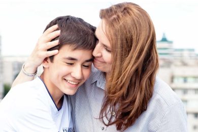 Portrait,Of,A,Mother,With,Her,Son,Teenager.,Tenderness,,Love,