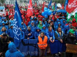 Demonstration in support of Audi workers after Volkswagen warned it may close the Brussels site of its luxury brand Audi