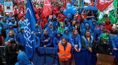 Demonstration in support of Audi workers after Volkswagen warned it may close the Brussels site of its luxury brand Audi