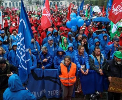 Demonstration in support of Audi workers after Volkswagen warned it may close the Brussels site of its luxury brand Audi