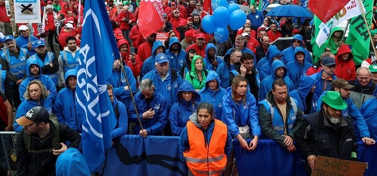 Demonstration in support of Audi workers after Volkswagen warned it may close the Brussels site of its luxury brand Audi